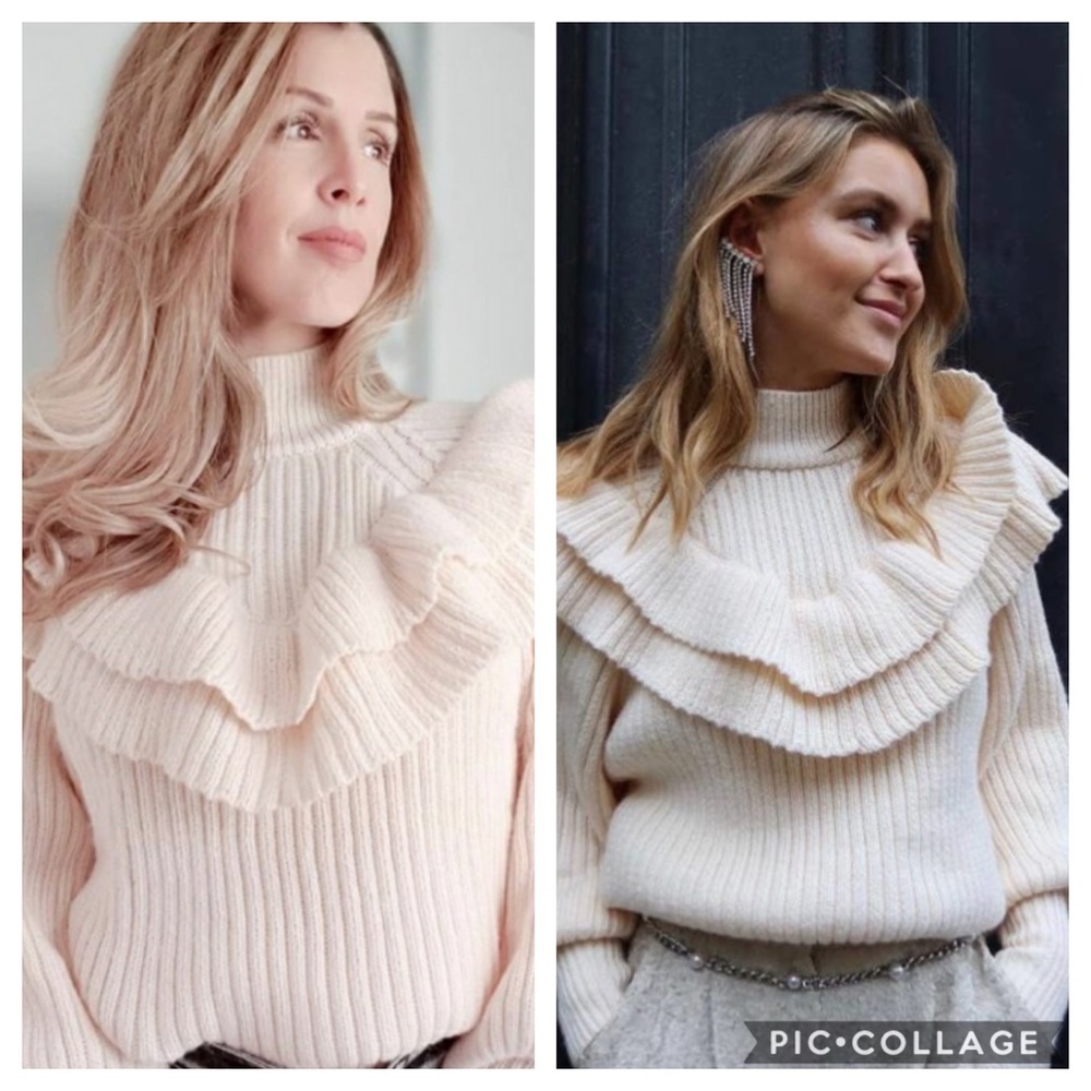 NWT H&M *Bloggers Fave* Flounce Rib-Knit Sweater - Picture 4 of 7